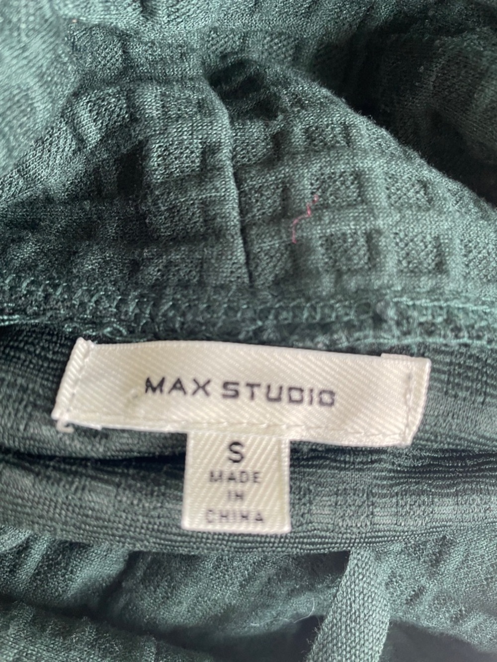 Max Studio Dark Green Waffle Knit Funnel Neck Midi Dress - Picture 5 of 6